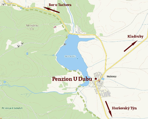 Karte mit dem Standort der Pension